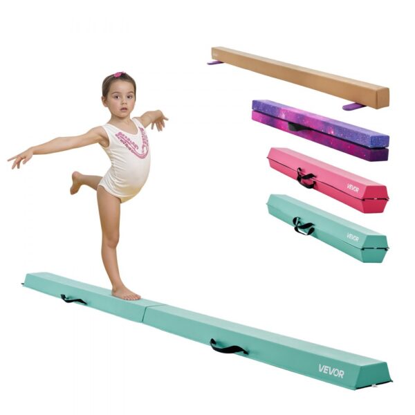 VEVOR Schwebebalken Gymnastik Kinder klappbar 2,35 m, Mintgrün