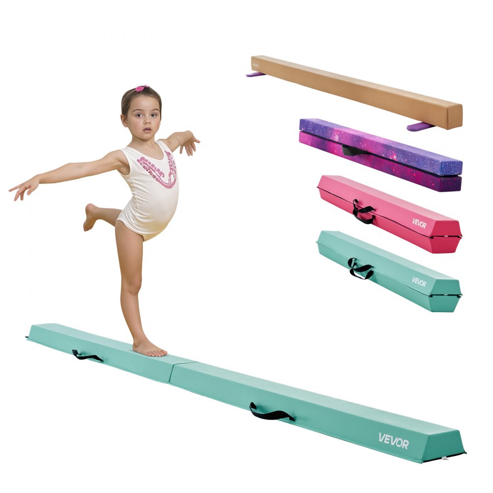 VEVOR Schwebebalken Gymnastik Kinder klappbar 2,35 m, Mintgrün