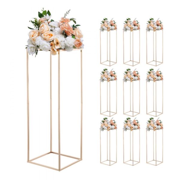 VEVOR Hochzeitsblumenständer 280x280x800mm, 10 Stk. Blumenhocker, Blumenständer mit Metallablage