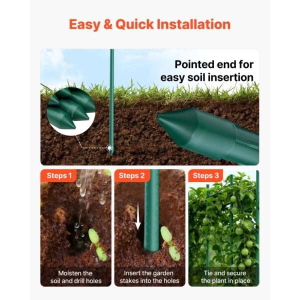 VEVOR Rankhilfe, 25er-Pack, Pflanzstab ⌀11x2100 mm, kunststoffbeschichtete Metall-Tomatenstäbe – Bild 4
