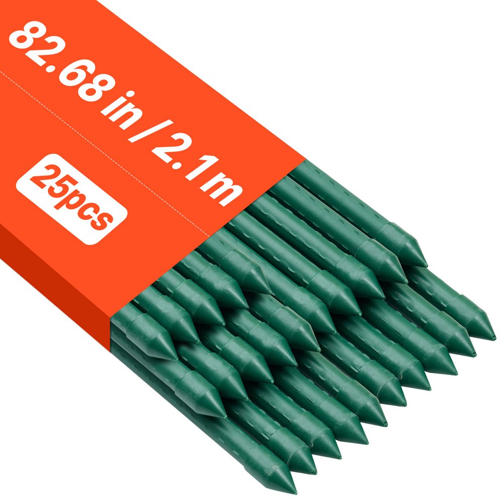 VEVOR Rankhilfe, 25er-Pack, Pflanzstab ⌀11x2100 mm, kunststoffbeschichtete Metall-Tomatenstäbe