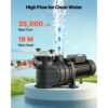 VEVOR Schwimmbadpumpe 3 kW, Filterpumpe 35.000 L/H max. Fördermenge, Einstufige Poolpumpe 2860 U/min – Bild 2