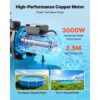 VEVOR Schwimmbadpumpe 3 kW, Filterpumpe 35.000 L/H max. Fördermenge, Einstufige Poolpumpe 2860 U/min – Bild 3