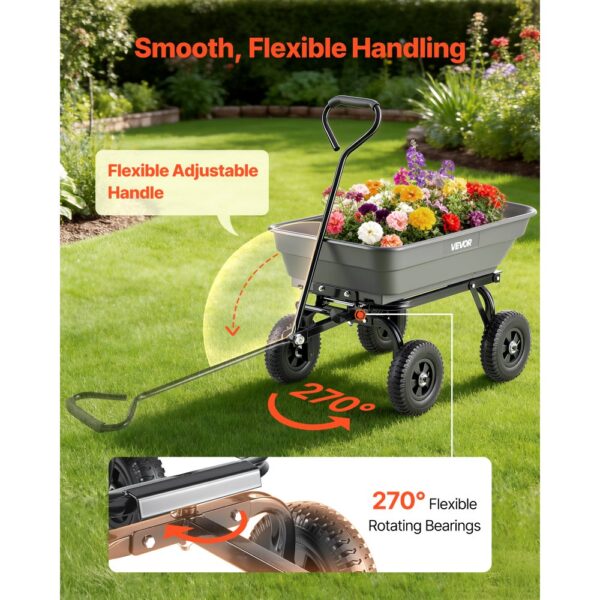VEVOR Gartenwagen mit Kippfunktion, Kippwagen für Rasen, Kies & Schlamm – Bild 5
