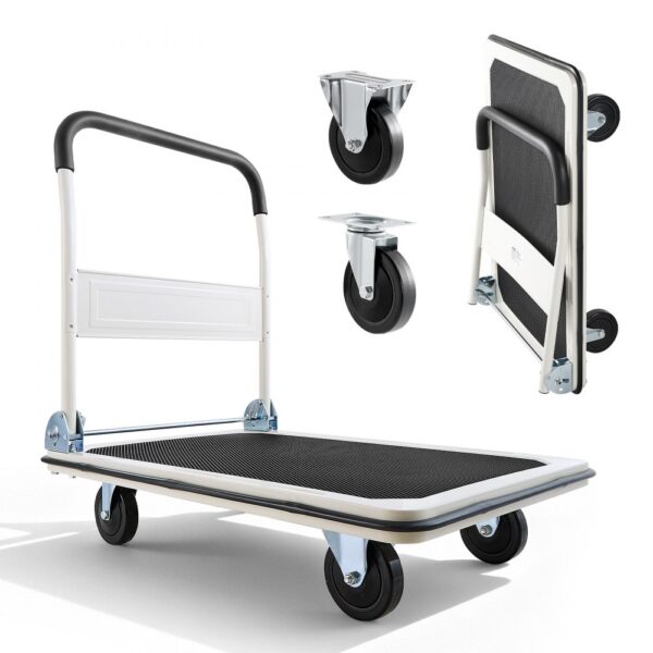 VEVOR Plattformwagen Klappbar 300 kg, Transportwagen mit Lenkrolle, 900x610x870 mm Rollwagen