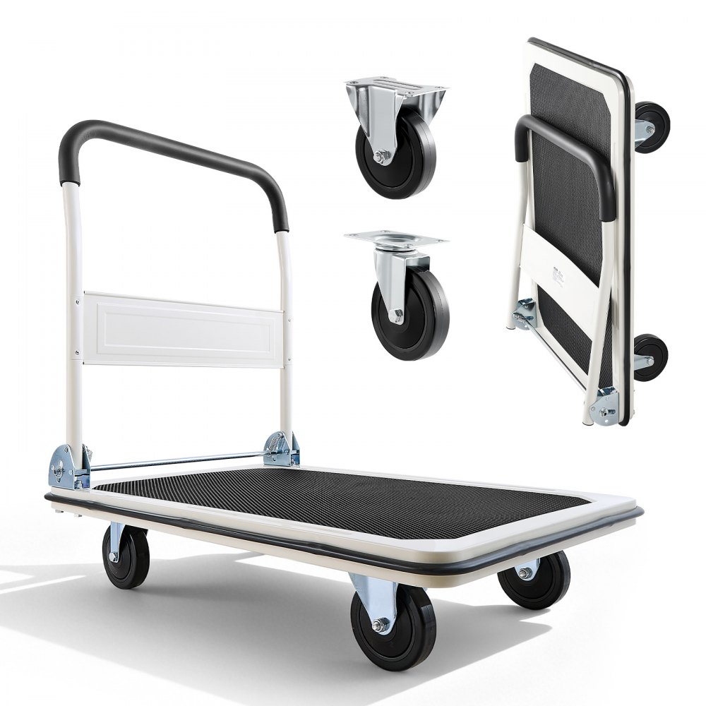 VEVOR Plattformwagen Klappbar 300 kg, Transportwagen mit Lenkrolle, 900x610x870 mm Rollwagen