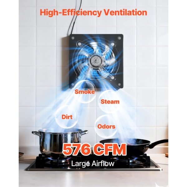 VEVOR Abluftventilator 250x250 mm, Leistungsstarker Wandventilator 979 m³/h, mit Drehzahlregelung – Bild 2
