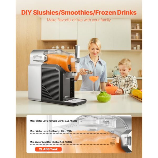 VEVOR Slush Maschine Mini 2 L, Kein Eis erforderlich, Zubereitung von Milchshakes – Bild 2