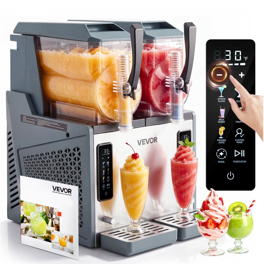 VEVOR Slush Maschine 2 x 4 L, Slusheis Eisbereiter 455 W (kein Eis nötig)