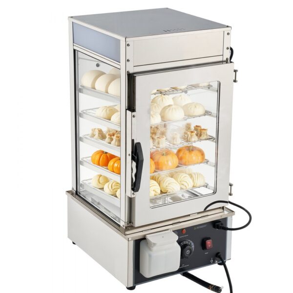 VEVOR 5-stufiger Gewerblicher Speisenwämer 120 L 30 bis 110 ℃, Warmhaltevitrine für Hamburger Mantou Brot