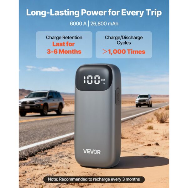 VEVOR Starthilfe Powerbank, Autobatterie Booster mit Schnellladung & Sicherheitsschutz für Notfall – Bild 3