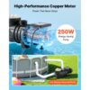 VEVOR Schwimmbadpumpe 250 W, Filterpumpe 11.700 L/H max. Fördermenge, 2850 U/min – Bild 3 VEVOR Schwimmbadpumpe 250 W, Filterpumpe 11.700 L/H max. Fördermenge, 2850 U/min – Bild 3