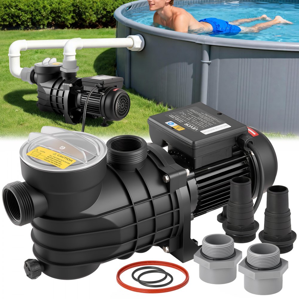 VEVOR Schwimmbadpumpe 250 W, Filterpumpe 11.700 L/H max. Fördermenge, 2850 U/min