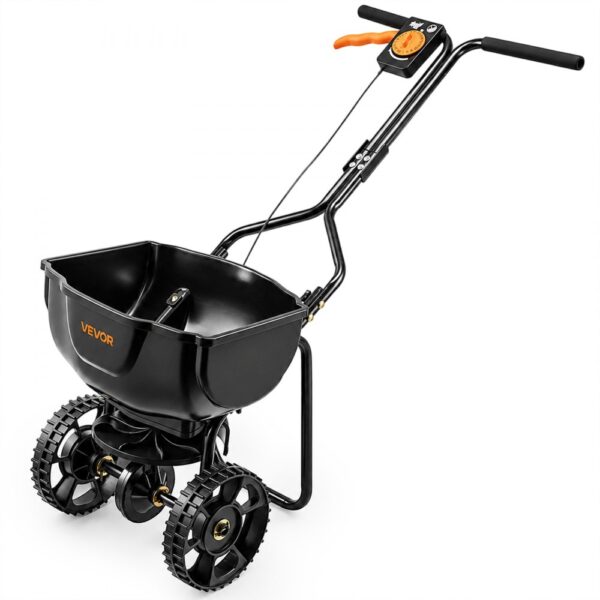 VEVOR Streuwagen 6,8 kg Fassungsvermögen, Düngerstreuer 3 m Streubreite, Schleuderstreuer mit 25,4 cm Reifen
