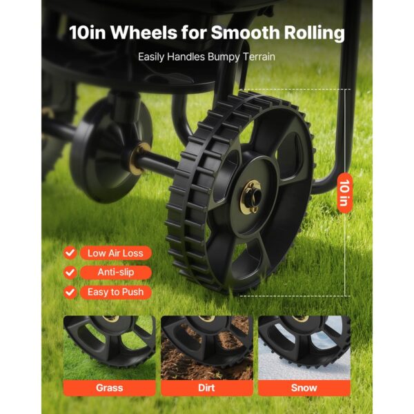 VEVOR Streuwagen 6,8 kg Fassungsvermögen, Düngerstreuer 3 m Streubreite, Schleuderstreuer mit 25,4 cm Reifen – Bild 3