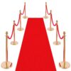 VEVOR Absperrpfosten 8-teilig, Personenleitsystem Set mit Rotem Teppich (10 m) & 6 Roten Samtseilen (1,5 m)