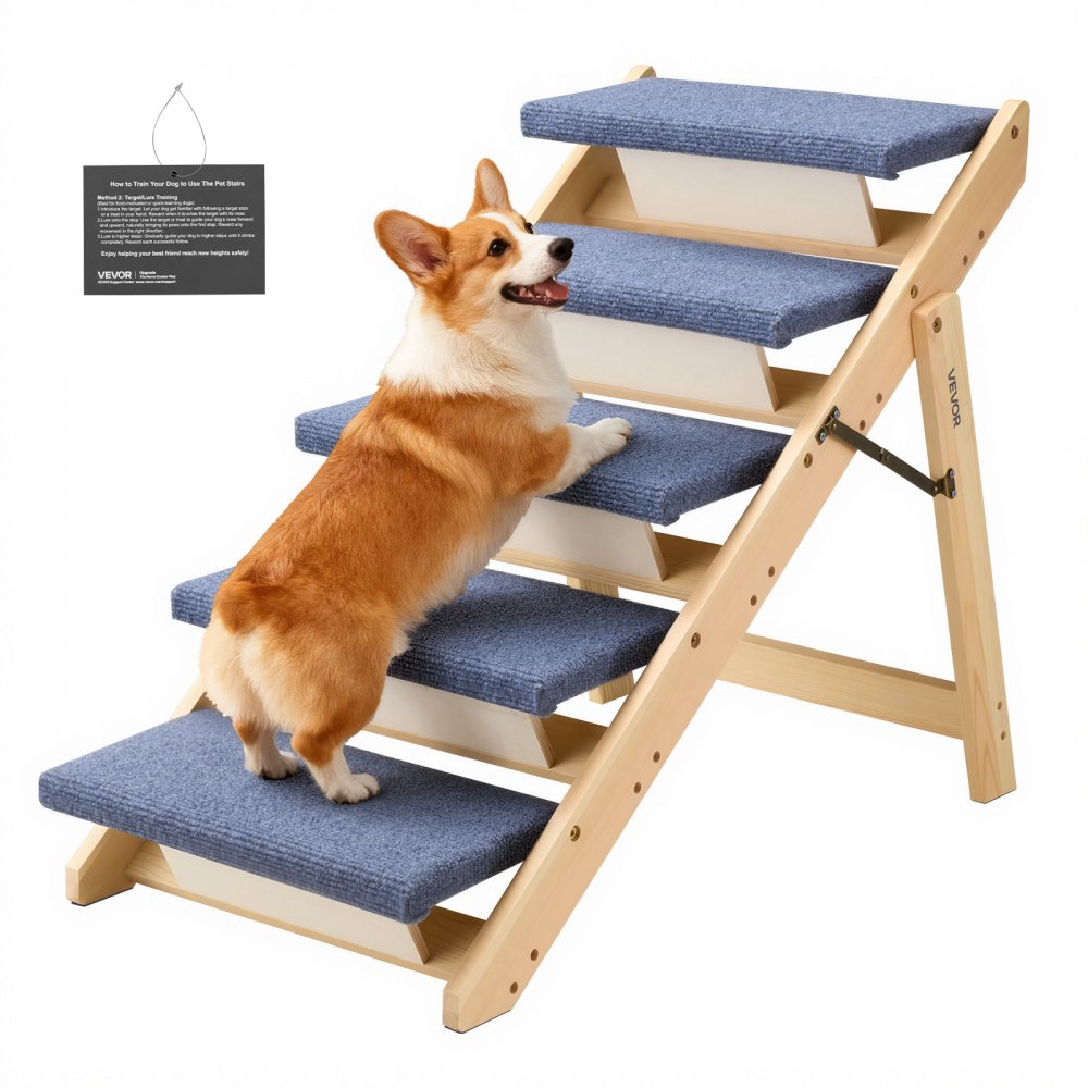 VEVOR Hundetreppe 780x470x660 mm, 5-stufige Hautiertreppe, ältere Haustiere sowie Welpen bis 68 kg