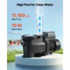 VEVOR Schwimmbadpumpe 400 W, Filterpumpe 11.100 L/H max. Fördermenge, 3450 U/min – Bild 2