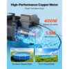 VEVOR Schwimmbadpumpe 400 W, Filterpumpe 11.100 L/H max. Fördermenge, 3450 U/min – Bild 3