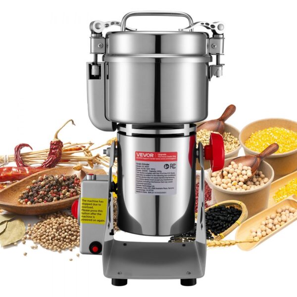 VEVOR Elektrische Getreidemühle 800 g, Getreidemühle 2100 W Edelstahl