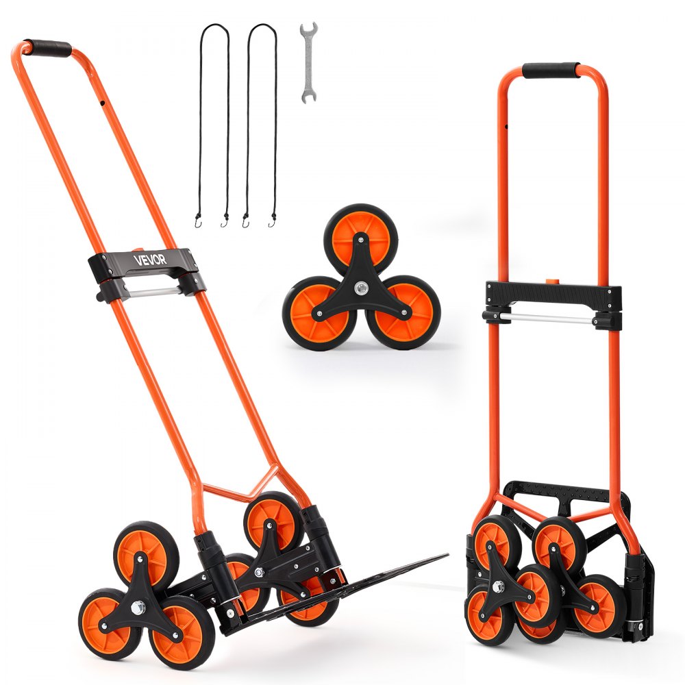 VEVOR Treppensackkarre klappbar, Sackkarre 54 kg Tragkraft, 6 Rädern & 2 Spanngurten