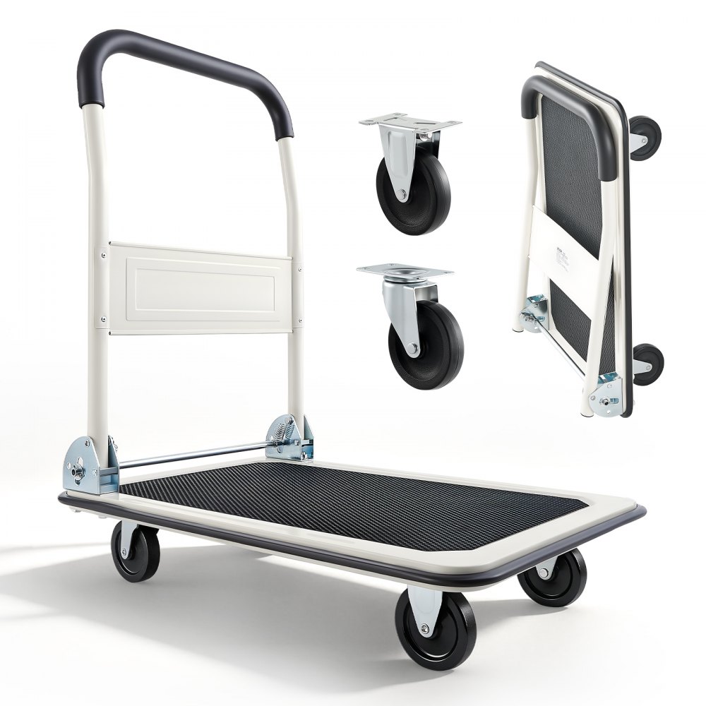 VEVOR Plattformwagen Klappbar 150 kg, Transportwagen mit Lenkrolle, 735x480x825 mm Rollwagen