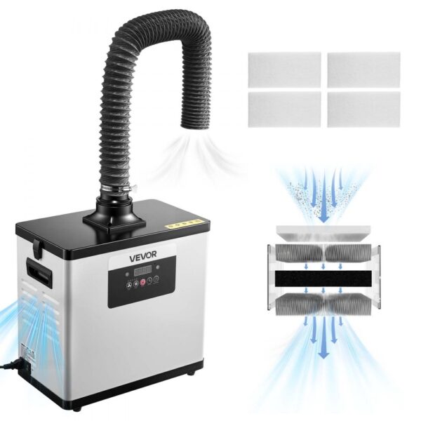 VEVOR Lötrauchabsaugung, Schweißrauchabsauger mit 3-in-1-Filter, Saugleistung von 510 m³/h