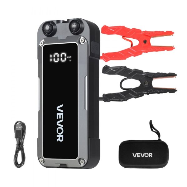 VEVOR Starthilfe Powerbank, Tragbarer Booster mit Schnellladung & Sicherheitsschutz für Notfall
