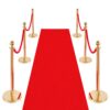 VEVOR Absperrpfosten 6-teilig, Personenleitsystem Set mit Rotem Teppich (8 m) & 4 Roten Samtseilen (1,5 m)