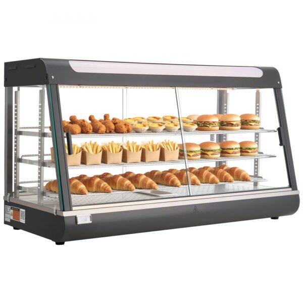 VEVOR 3-stöckige Wärmetheke 180 L, Warmhaltevitrine 1600 W, Warmhaltetheke 30–85 °C