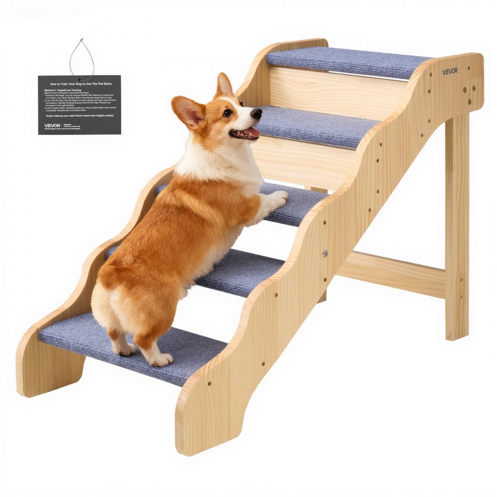 VEVOR Hundetreppe 910x430x630 mm, 5-stufige Hautiertreppe, ältere Haustiere sowie Welpen bis 68 kg