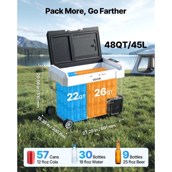VEVOR Kompressor Kühlbox 12/24 V DC 100–240 V AC, Tragbarer Kühlschrank für Wohnmobile Boote Camping Angeln – Bild 4