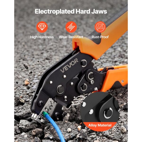 VEVOR Crimpzange Ratschenfunktion 0,25-4 mm², Kabelschuhzange mit Klaren Metrischen & AWG-Markierungen – Bild 4