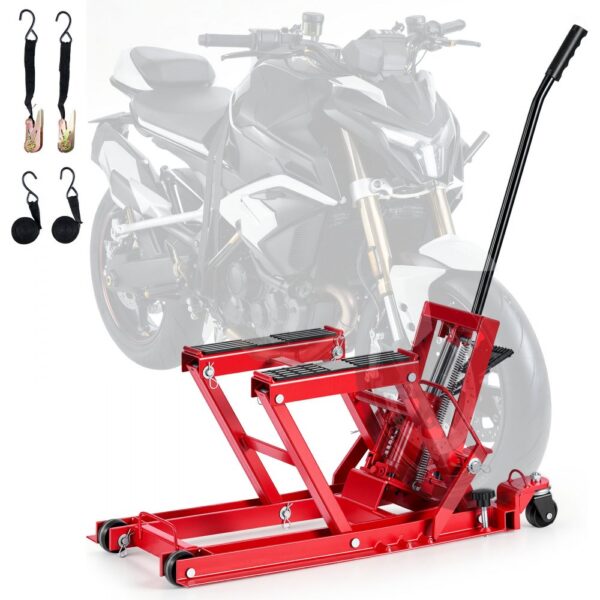 VEVOR Motorradhebebühne Hydraulisch bis 680 kg Motorradheber Höhenverstellbar 115–385 mm Hebeplattform