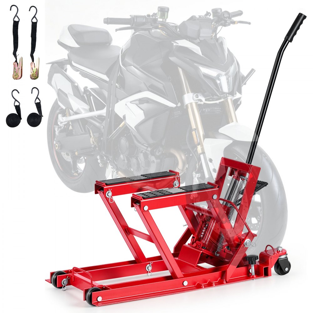 VEVOR Motorradhebebühne Hydraulisch bis 680 kg Motorradheber Höhenverstellbar 115–385 mm Hebeplattform