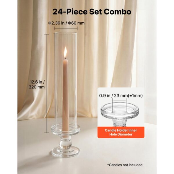VEVOR 24 Stk. Glaszylinder für Kerzen Set, Hurricane Kerzenhalter 60x390mm, Kerzengläser aus Borosilikatglas – Bild 3