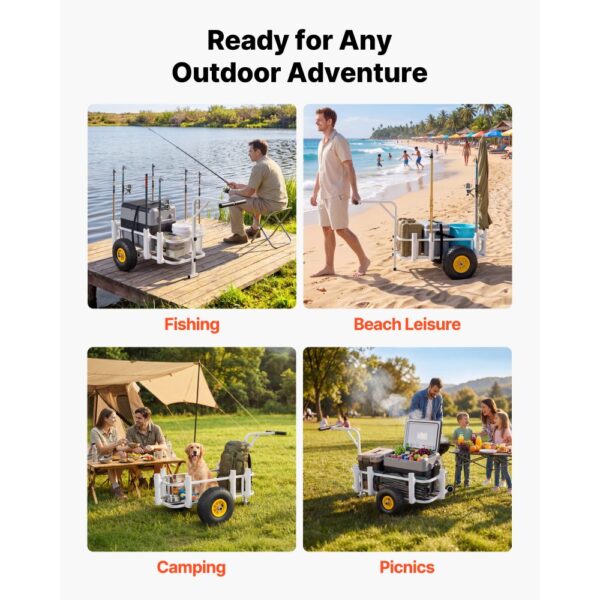 VEVOR Angelwagen Faltbar, 90,7kg Belastbarer Bollerwagen mit Gummireifen – Bild 5