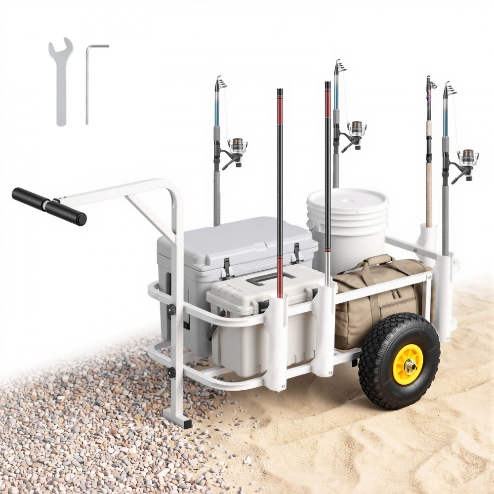 VEVOR Angelwagen Faltbar, 90,7kg Belastbarer Bollerwagen mit Gummireifen