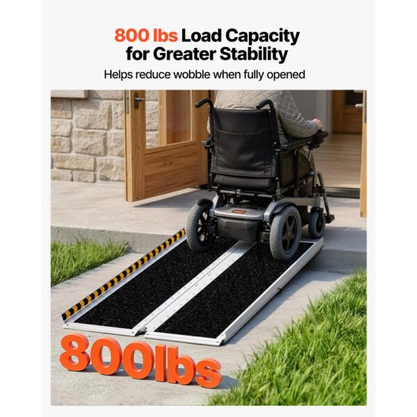 VEVOR Rollstuhlrampe Faltbar 1520x745mm, 362,9kg Belastbare Schwellenrampe mit Rutschfester Oberfläche – Bild 3