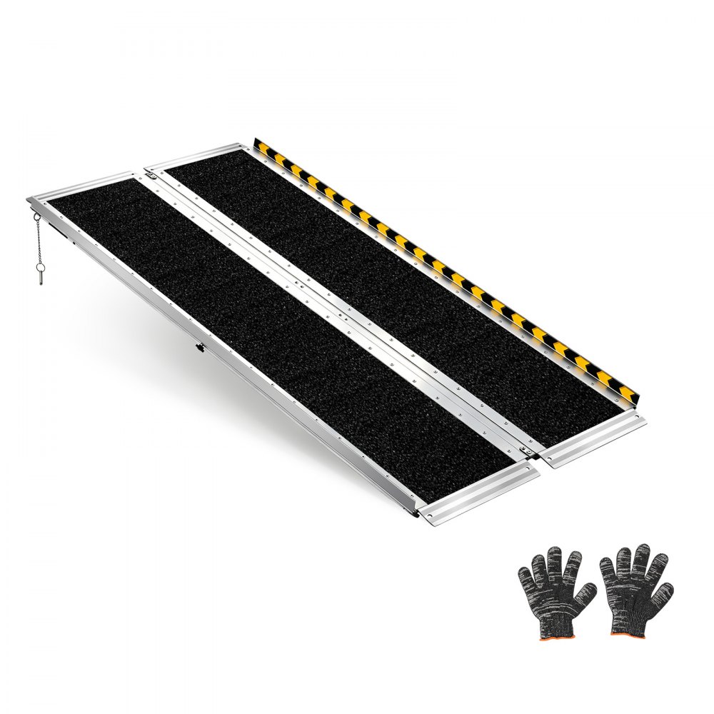 VEVOR Rollstuhlrampe Faltbar 1520x745mm, 362,9kg Belastbare Schwellenrampe mit Rutschfester Oberfläche