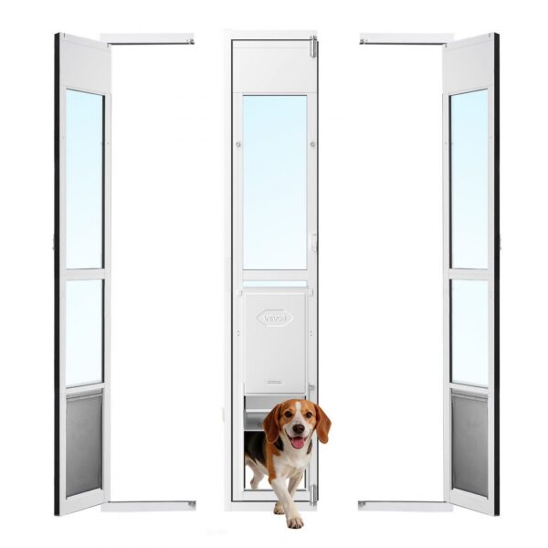 VEVOR Hundeklappe für Glasschiebetür, Hundetür Höhenverstellbar von 1927 bis 2049 mm, Abschließbar