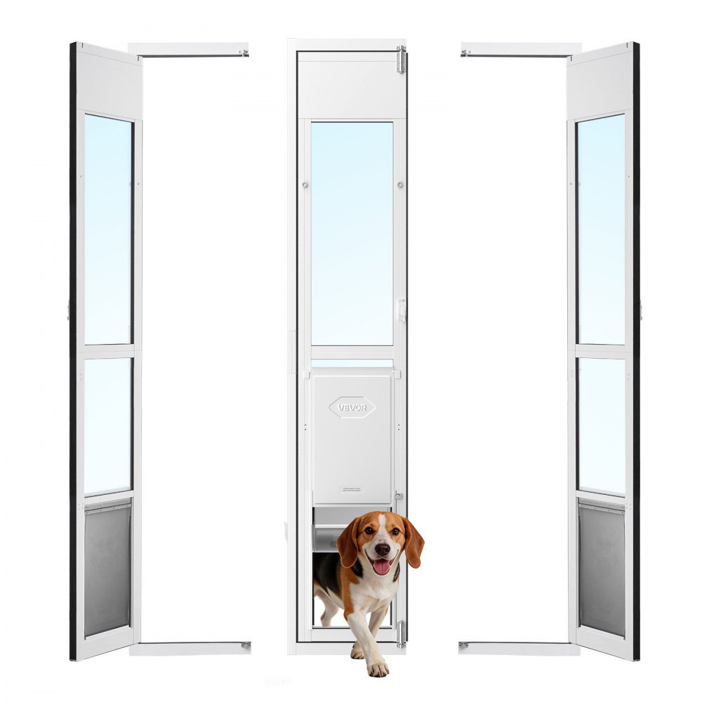 VEVOR Hundeklappe für Glasschiebetür, Hundetür Höhenverstellbar von 1927 bis 2049 mm, Abschließbar