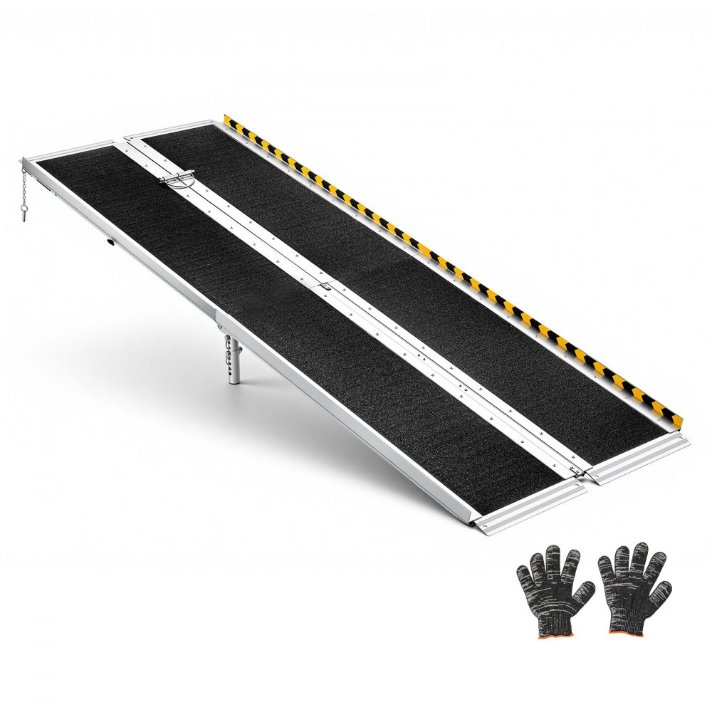 VEVOR Rollstuhlrampe Faltbar 2440x745mm, Tragbare Auffahrrampe für Rollstuhl Türschwelle Bordsteine