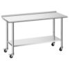 VEVOR Edelstahltisch Gastro 1524 x 610 x 894 mm, Verstellbarer Edelstahltisch mit Rollen, Aufkantung (30 mm)