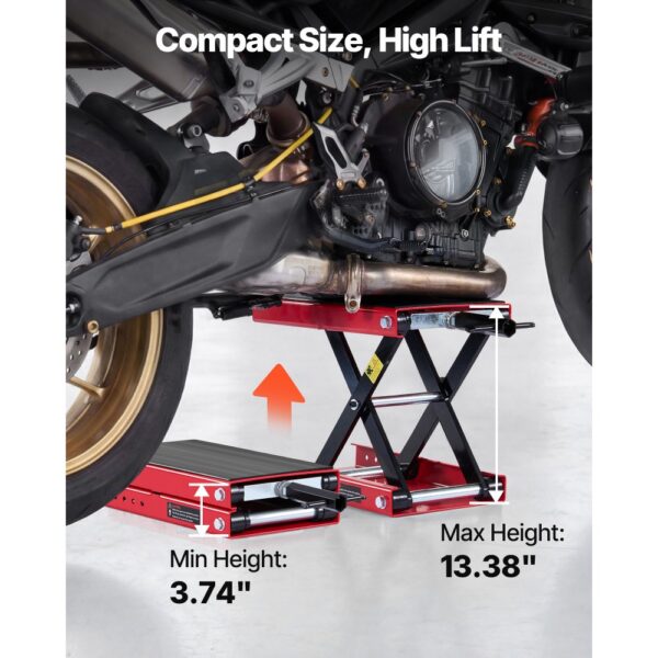 VEVOR Motorradheber 499 kg Tragkraft Motorradhebebühne mit Breiter Auflagefläche Sicherheitsbolzen 95-340 mm – Bild 3
