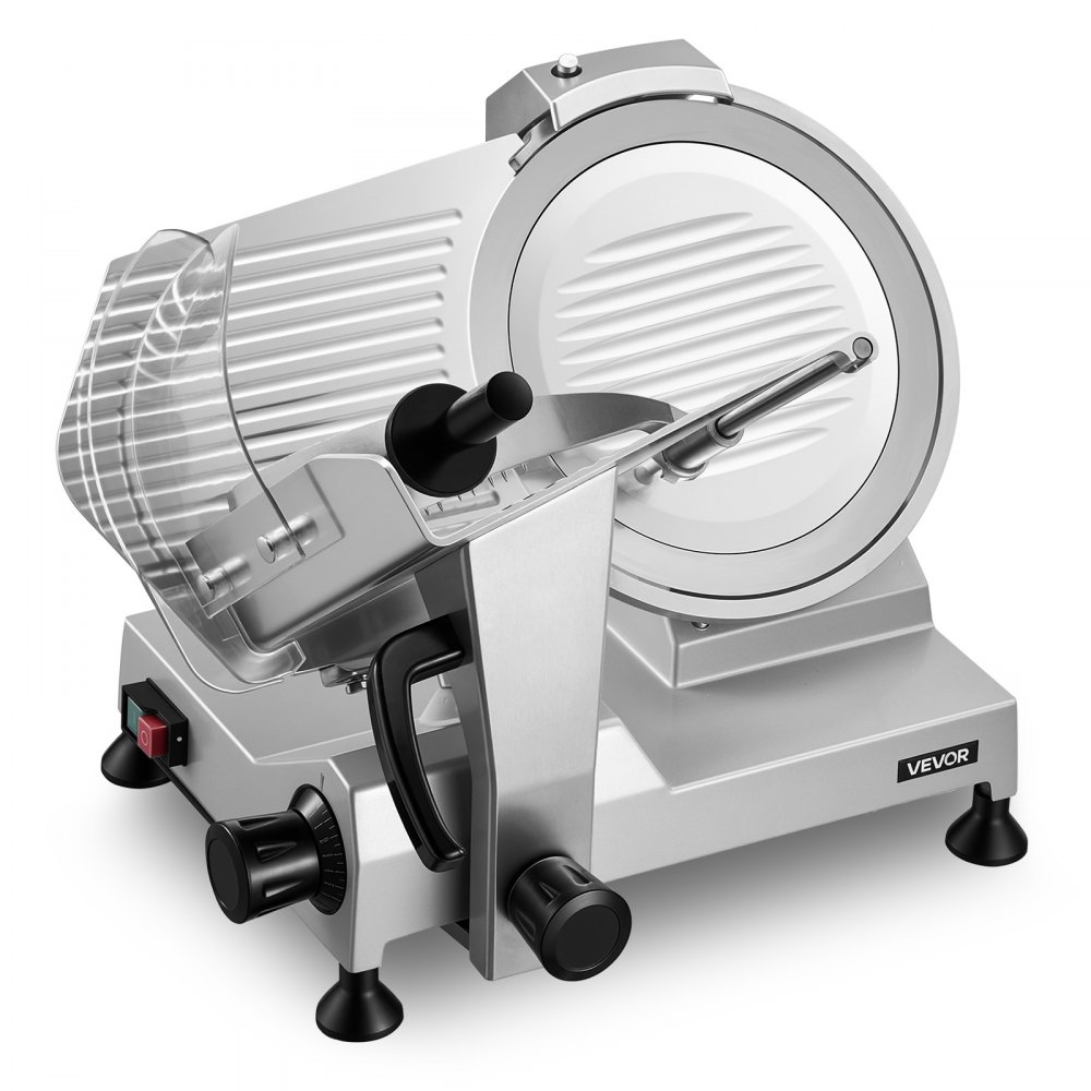 VEVOR Allesschneider Elektrisch 400 W, Abnehmbare 30 cm Kohlenstoffstahl-Klinge & Auffangschale, Schinken