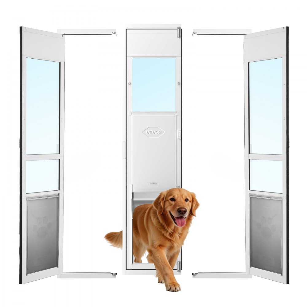 VEVOR Hundeklappe für Glasschiebetür, Hundetür Höhenverstellbar von 1927 bis 2049 mm, für Extra Große Hunde