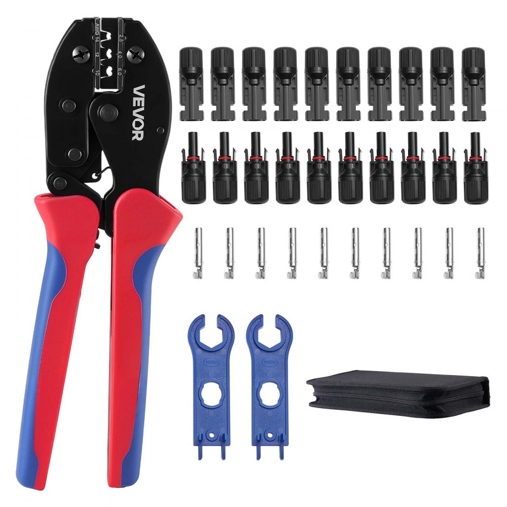 VEVOR Solar Crimpzange Set für 2,5-6 mm², Crimpwerkzeug mit Metrischen & AWG-Markierungen, Kabelverbindern