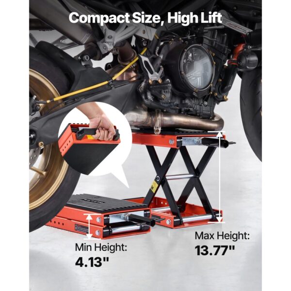 VEVOR Motorradheber 680 kg Tragkraft Motorradhebebühne mit Breiter Auflagefläche Sicherheitsbolzen 105-350 mm – Bild 3