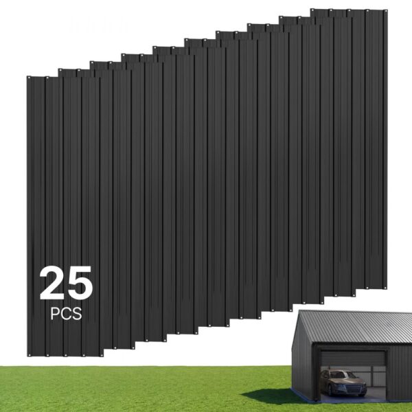 VEVOR 25er Trapezblech Set, 1540 x 426 mm Lackiertes Dachblech aus Verzinktem Stahl, Schwarz